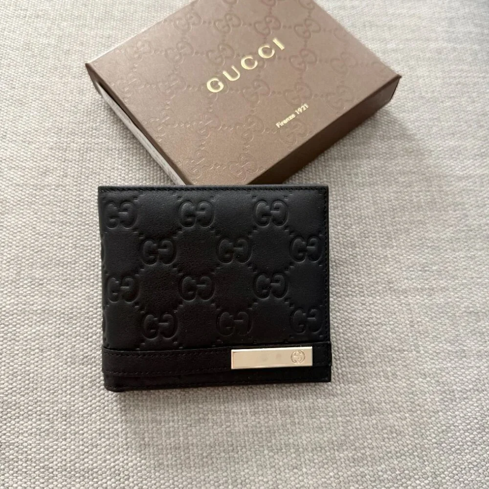 New Gucci Bifold Black Guccissima Leather Bifold Wallet - Picture 3 of 9